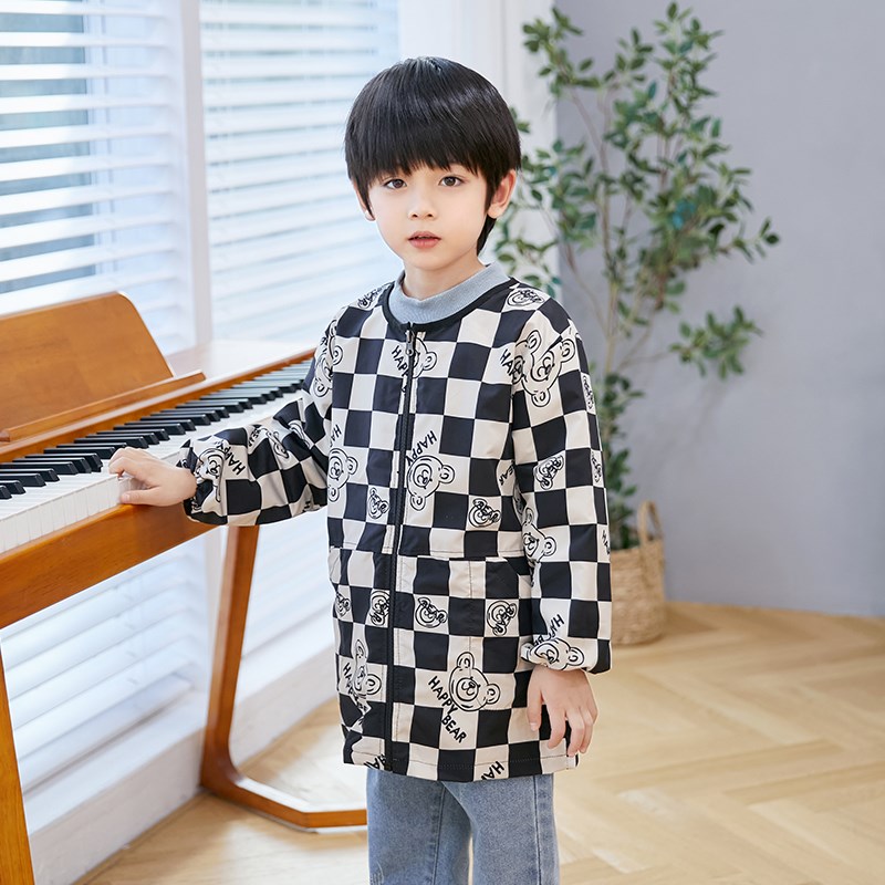 男童罩衣防水防脏秋冬套羽绒服画画吃饭外穿画画幼儿园中大童罩衫