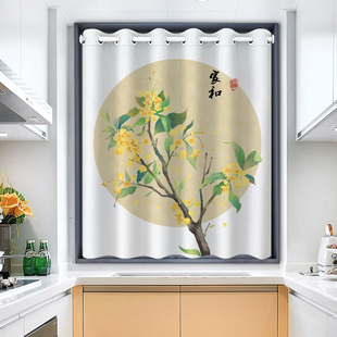 加厚面料  中式家用厨房窗帘防油烟窗户防晒遮阳遮挡帘窗纱拉帘