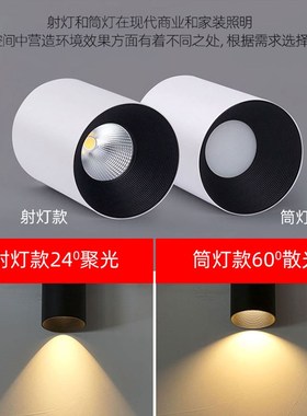 黑色led明装防眩射灯7W12W高显色客厅卧室餐厅免开孔天花灯无主灯