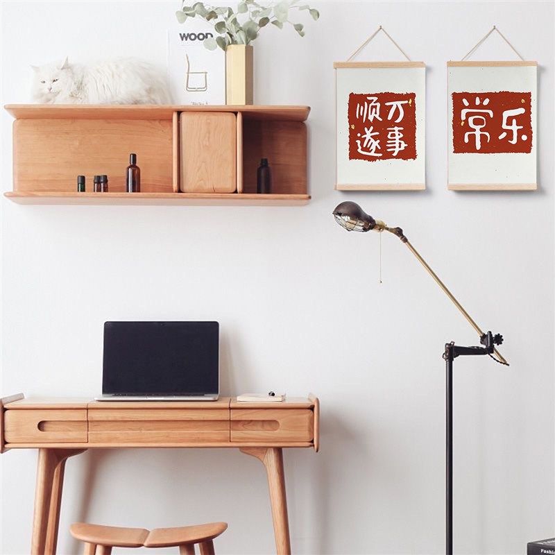 简约平安创意文字卷轴挂画客厅卧室墙壁装扮美化电表箱遮挡装饰画