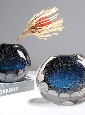 艺术品琉璃彩色花瓶可水培玻璃摆件酒店样板房装饰品客厅玄关摆设