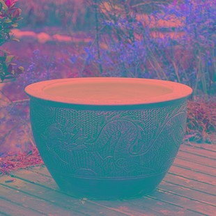 景德镇手绘睡莲花盆陶瓷碗莲荷花家用大号铁树盆庭院特大水缸养鱼