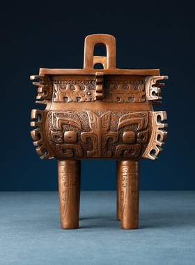 铜欣祥 铜工艺品摆件 紫铜禺方鼎家居装饰品客厅办公室开业摆设