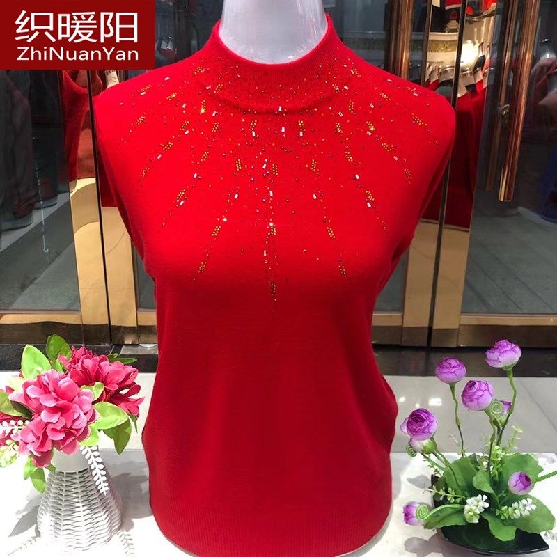 中老年妈妈秋冬洋气大码打底羊毛衫2024新款半高领高档婚庆毛衣女