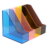 三锐亚克力办公收纳架半透明简易A4桌面文件夹一格粉色创意文件架