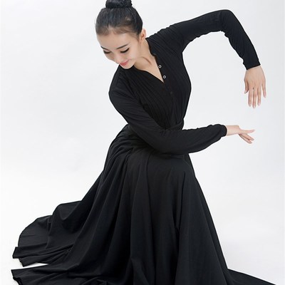 藏族舞蹈练习裙蒙族舞蹈服装女表演舞蹈服大摆裙演出裙新疆舞蹈服