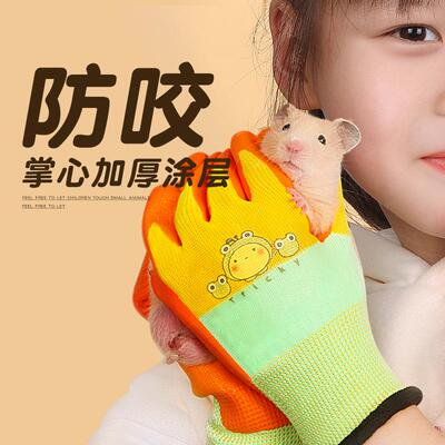 样品免费，宠物防咬手套仓鼠儿童劳动安全防护抓撸猫喂鹦鹉兔子橡