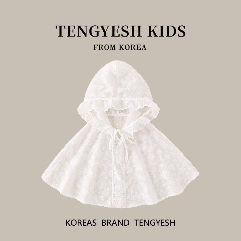 韩国TENGYESHm婴儿防晒斗篷夏季薄款女宝宝披风小月龄公主外出披