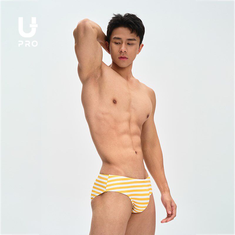 UPRO时尚蓝色黄色条纹u三角泳裤男士泳衣《奔向大海的勇气》