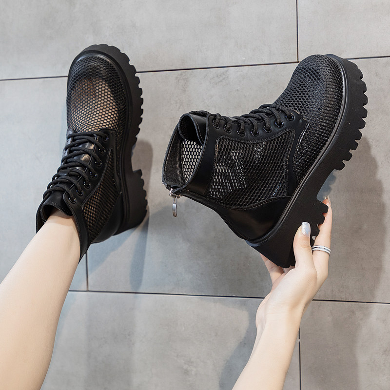 欧货透气网面凉鞋女高o跟女鞋2023夏季新款厚底凉靴女粗跟网鞋百,女鞋,罗马凉鞋,淘宝优惠券,粉丝福利购,淘宝优惠卷