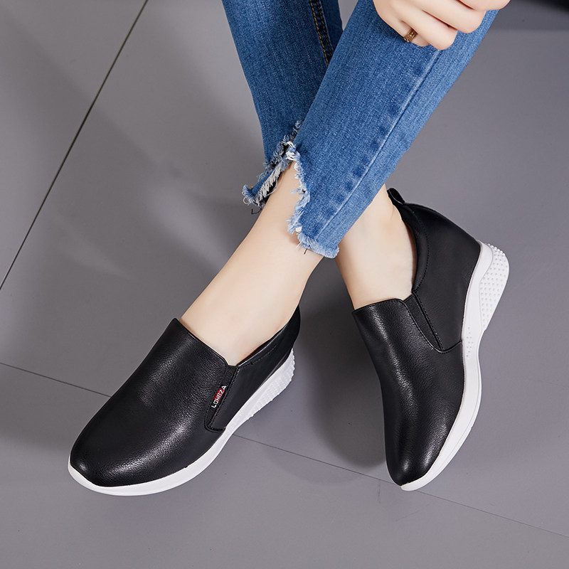 单鞋女平底202j1年新款春秋季休闲网红内增高学生小白鞋子女鞋