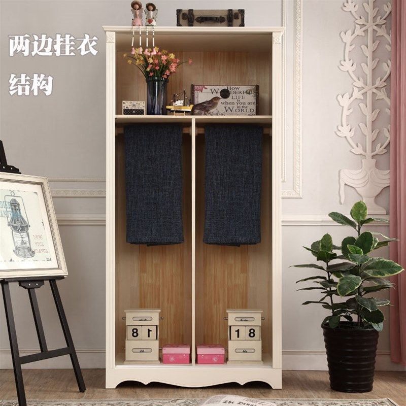 推拉门衣柜卧室家用小户型韩式两门0.9K米实木滑移门衣柜儿童衣橱