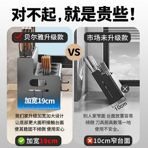 不锈钢刀架筷筒一体w 壁挂式厨房大容量置物架