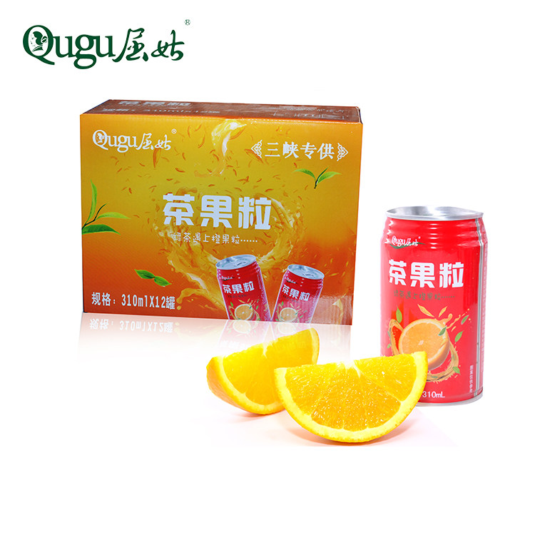 屈姑果粒茶果味茶饮料脐橙饮料茶果粒橙子果酱果茶灌装310ml*12灌