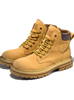 大黄靴女款春秋厚底英伦r风2024新款女鞋川西旅游黄色踢不烂马丁