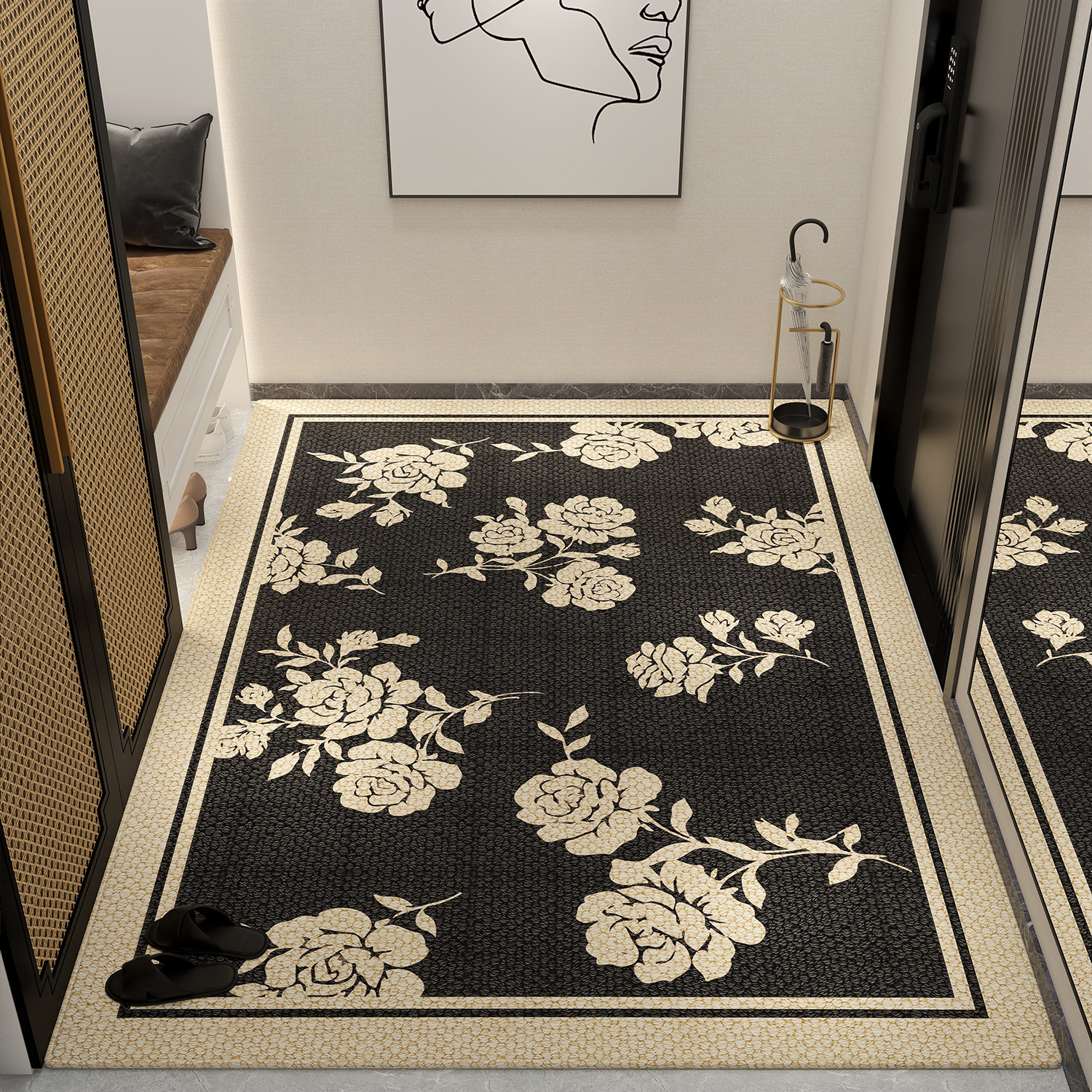 高级感欧式定制进门地垫入户x门垫防滑大门口垫子家用地毯玄关脚