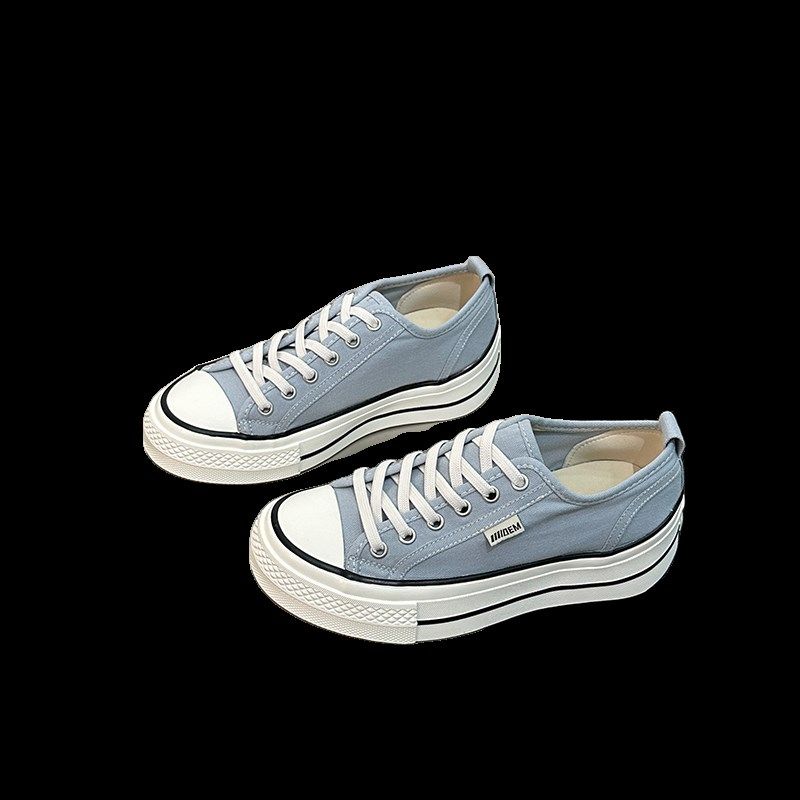 薄款布面低帮松紧带帆布q鞋女2025春夏透气厚底一脚蹬运动休闲板,女鞋,帆布鞋,淘宝优惠券,粉丝福利购,淘宝优惠卷