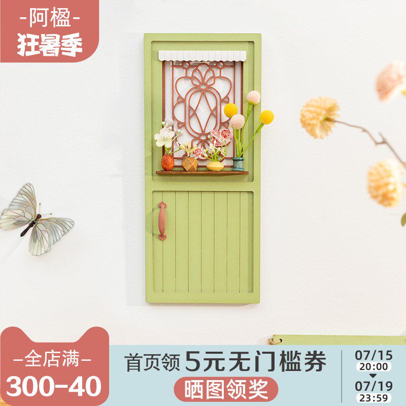 阿楹 法式立体房门假窗户绿植挂件春G夏改造墙上女卧室遮丑装饰画