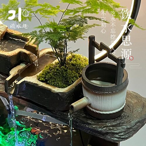 陶瓷材质a插电大水缸古法鱼缸上流水摆件器循环水落地景造景装饰