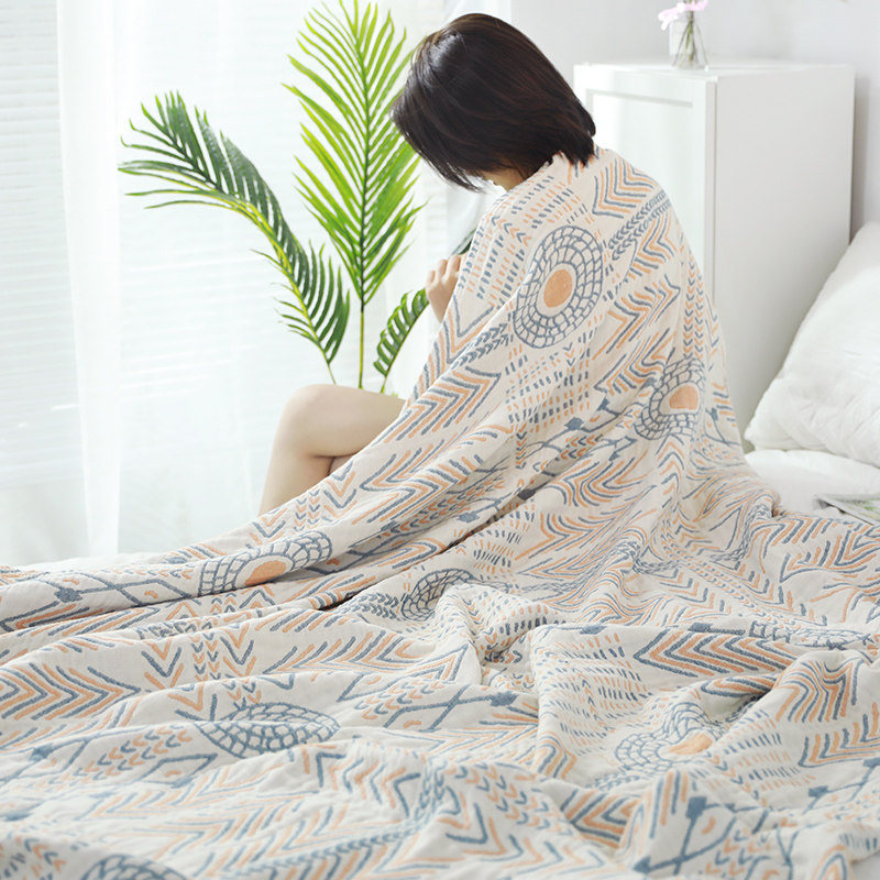 夏季纱布双人单人薄款四层夏天毛巾被J子午睡空调毯子盖毯大人
