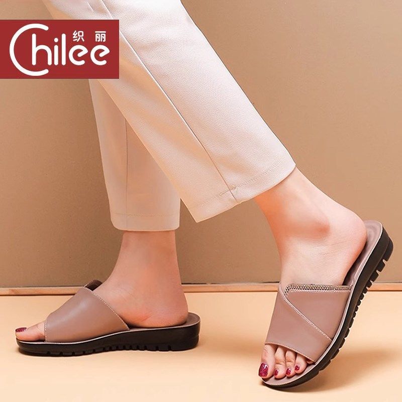 中老年妈妈防滑拖鞋2025新款外穿凉拖J平底中年凉鞋轻便鞋子女夏,女鞋,一字拖,淘宝优惠券,粉丝福利购,淘宝优惠卷