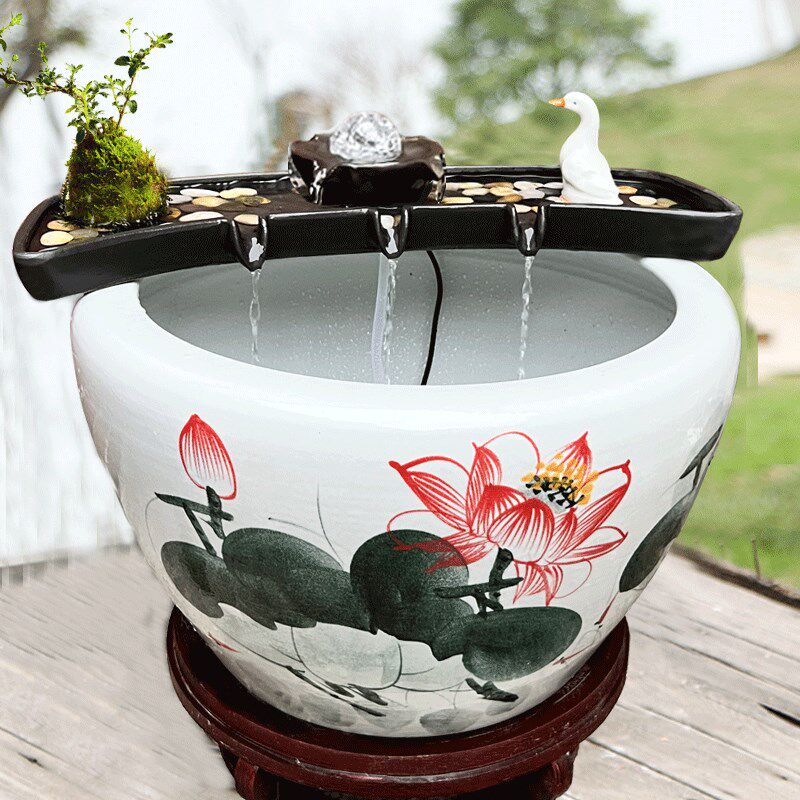 招财流水生财循环水陶瓷鱼缸循环流水G摆件过滤增氧石槽微景观造,家居饰品,流水摆件,淘宝优惠券,粉丝福利购,淘宝优惠卷