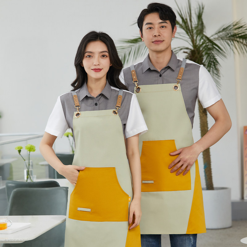 时尚围裙定制餐饮奶茶q咖啡便利店工作服女甜品蛋糕烘焙坊围腰订