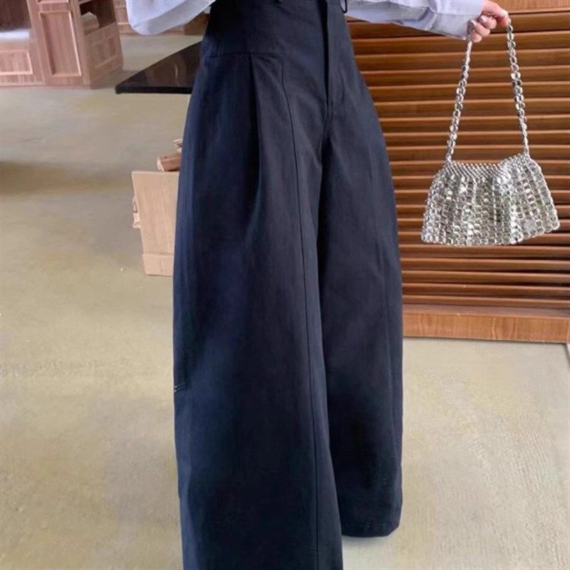 现货】一穿一个不吱声!2025春夏黑色压L褶收腰阔腿裤阔版型直筒裤,女装/女士精品,大码裤装,淘宝优惠券,粉丝福利购,淘宝优惠卷