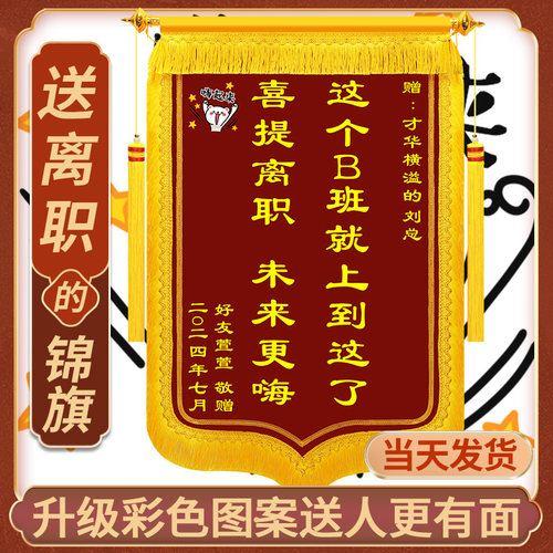 喜提离职锦旗定做赠送同事好朋友同事好哥们锦旗定制送闺蜜庆祝G