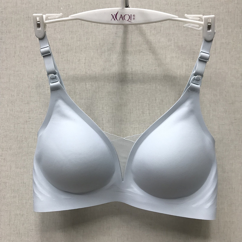 孕妇哺乳文胸聚拢防下垂喂v奶胸罩夏季超薄款果冻款睡眠无痕内衣
