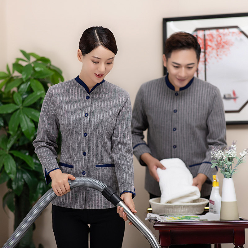 酒店宾馆客房物业保洁服长袖女秋冬装清洁工PA制服阿X姨保洁工作