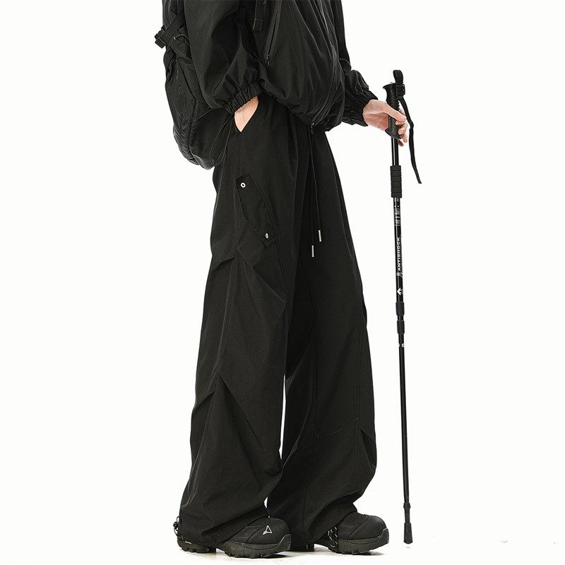 褶皱冲锋裤男2025夏季新v款户外机能风伞兵工装裤宽松直筒休闲长,男装,卫裤,淘宝优惠券,粉丝福利购,淘宝优惠卷
