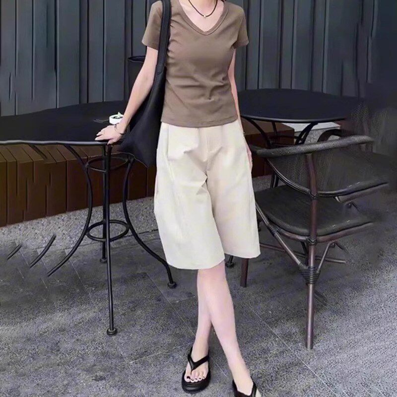 气质小众极简风阔腿裤女夏季新z款宽松显瘦百搭时尚优雅休闲五分,女装/女士精品,大码裤装,淘宝优惠券,粉丝福利购,淘宝优惠卷