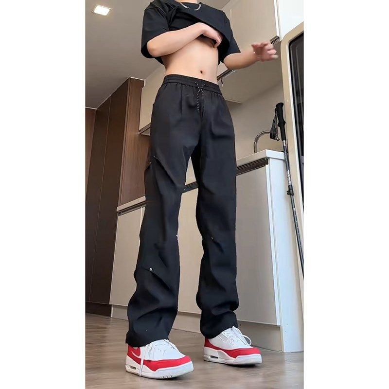 美式机能c铆钉冲锋裤男夏季新款垂坠感高级感直筒裤宽松百搭工装,男装,休闲裤,淘宝优惠券,粉丝福利购,淘宝优惠卷