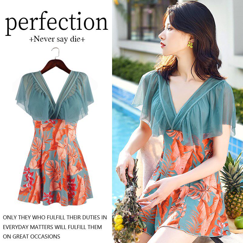泳衣女高级感2026新款妈妈大码游泳衣胖MM平角裤T显瘦遮肚温泉泳