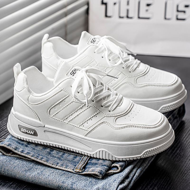 男鞋秋季新款透气百搭白色休闲板鞋学生厚底运动鞋休闲小白鞋潮鞋