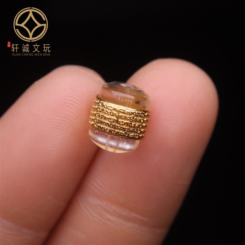 古法金配件天然水晶镶嵌五条经文隔珠散珠圆珠子DIY文玩配饰配件