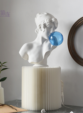 轻奢艺术品蓝色吹泡泡女孩雕塑摆件客厅服装店美容院雕像软装饰品