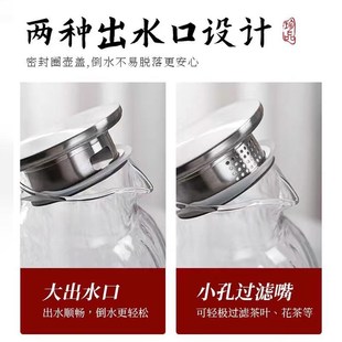 凉水壶高硼硅玻璃耐高温冷水壶家用晾白开水杯大容量茶壶装水扎壶