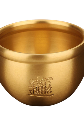 招财进宝百福铜缸纯黄铜米缸聚宝盆摆件客厅家居聚财小铜盆存钱罐