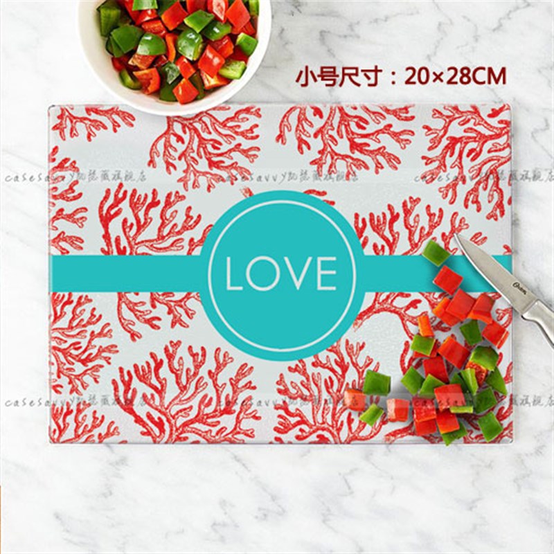 凯瑟薇钢化玻璃切菜板 易清洗 宝宝辅食砧板 装饰玻璃版画 隔热垫