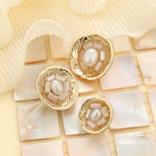 天然真珍珠金属纽扣高档精致法式时装大衣毛衣扣子衣服装饰配件
