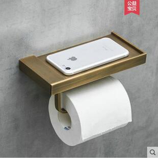 仿古全铜手机平板 一件 置物架卫生间 厕所卷纸巾架五金