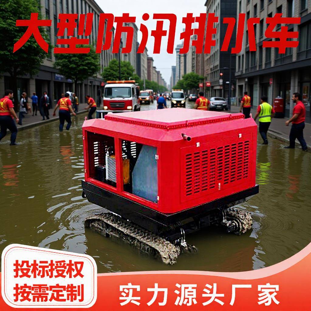 智能履带式排水机器人远程操作应急抢救防汛大流量自行走移动泵车