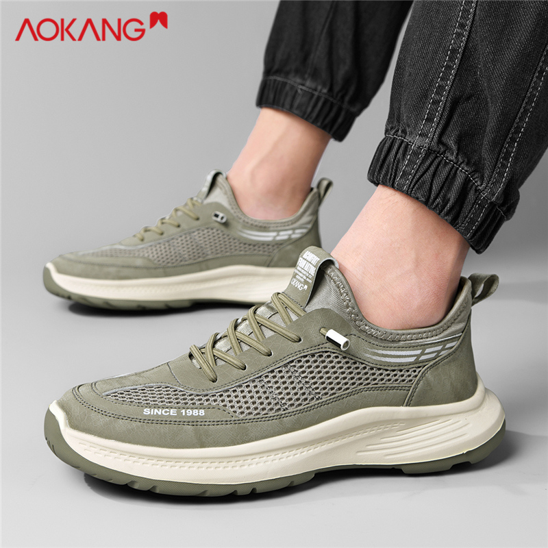 奥康2025新款透气厚底网面鞋