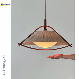 宋氏美学实木中古吊灯主卧室侘寂风复古茶室艺术创意餐桌餐厅灯具