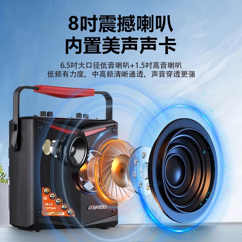 山水蓝牙音箱家用k歌音响话筒麦克风户外唱K歌广场舞演出超大音量