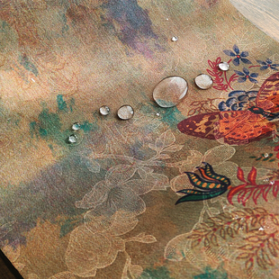 复古云纱防水茶席中式锦缎禅意茶桌旗茶垫布艺轻奢茶台茶几布壁纸