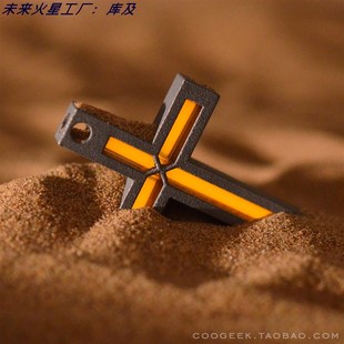 3D打印钛合金TC4 自发光25年氚气管 钥匙扣挂件 十字架吊坠 库及