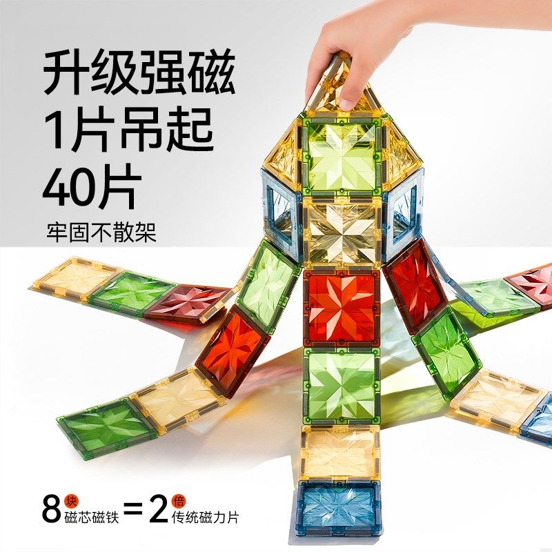 磁力片儿童益智姐弟玩具拼图棒男女孩自然色彩窗拼装积木生日礼物,玩具/童车/益智/积木/模型,普通塑料积木,淘宝优惠券,粉丝福利购,淘宝优惠卷